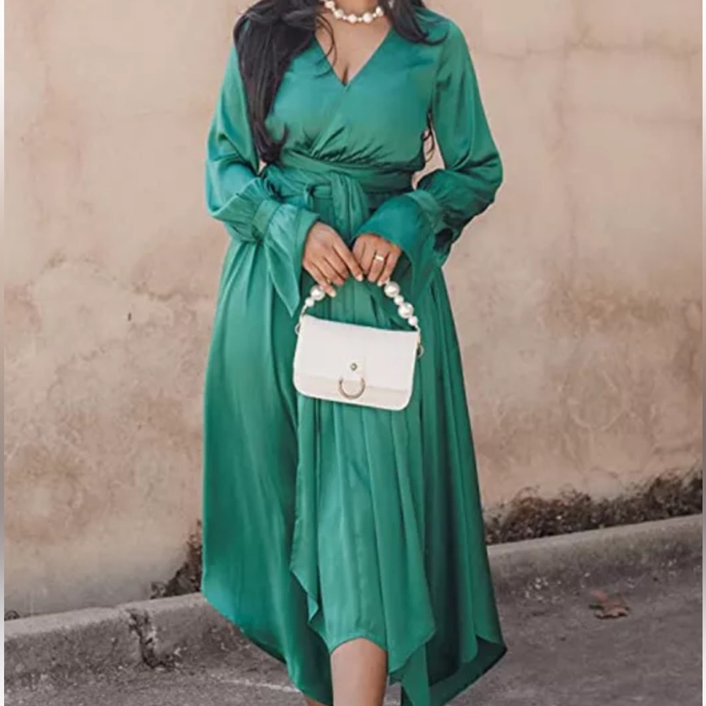 Sruthijayadevan for the Drop kelly green wrap dress, 2XL, NWT